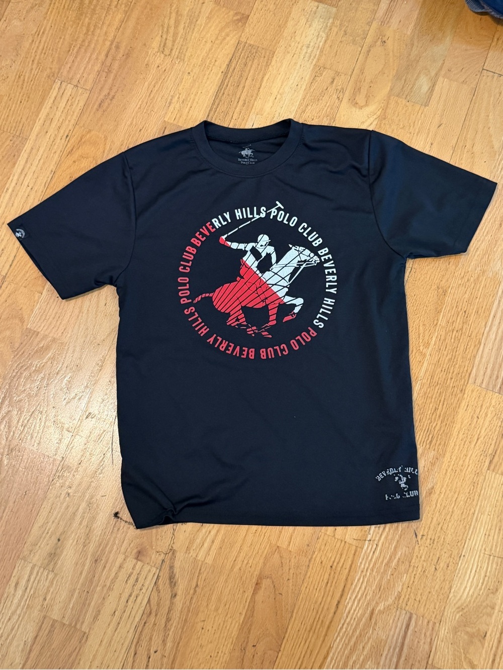 Beverly Hills Polo Club Men's Black Graphic Logo Crew Neck Short Sleeve S Tee